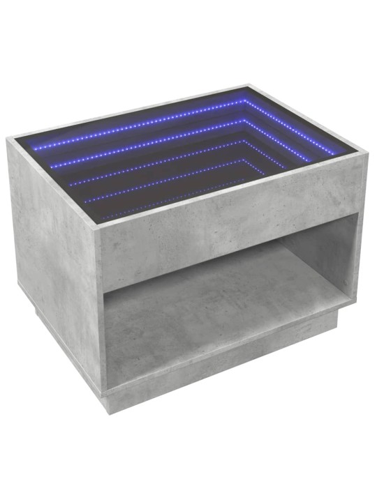 Kavos staliukas su Infinity LED lemputėmis, betono, 70x50x50cm