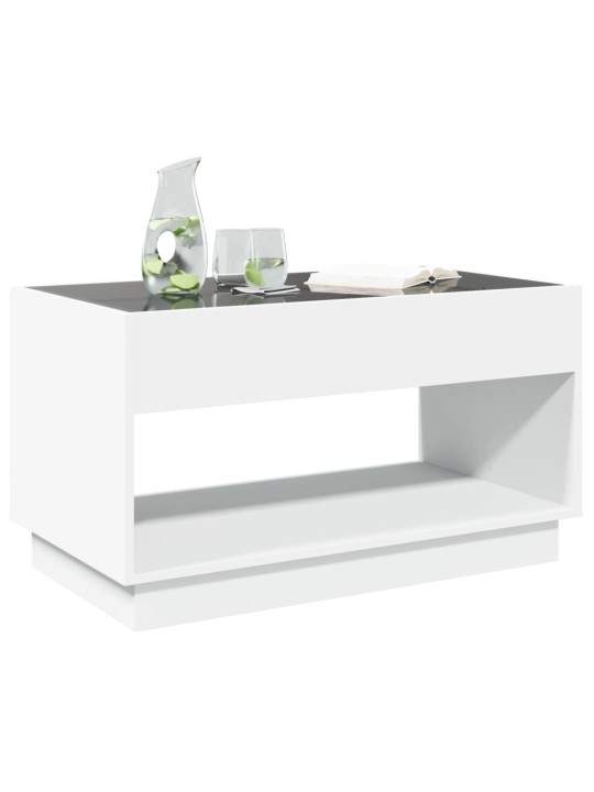 Kavos staliukas su Infinity LED lemputėmis, baltas, 90x50x50cm