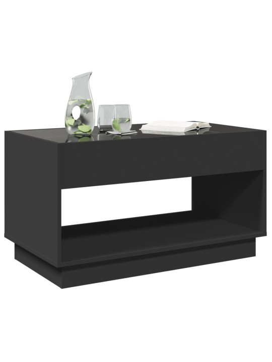 Kavos staliukas su Infinity LED lemputėmis, juodas, 90x50x50cm