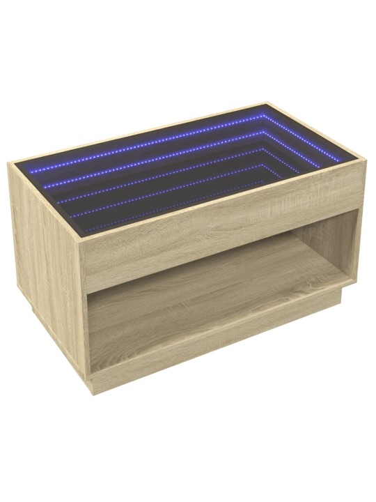 Kavos staliukas su Infinity LED lemputėmis, ąžuolo, 90x50x50cm