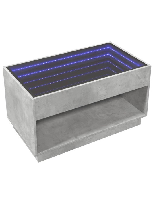 Kavos staliukas su Infinity LED lemputėmis, betono, 90x50x50cm