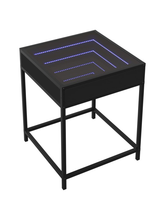 Kavos staliukas su Infinity LED lemputėmis, juodas, 40x40x51cm