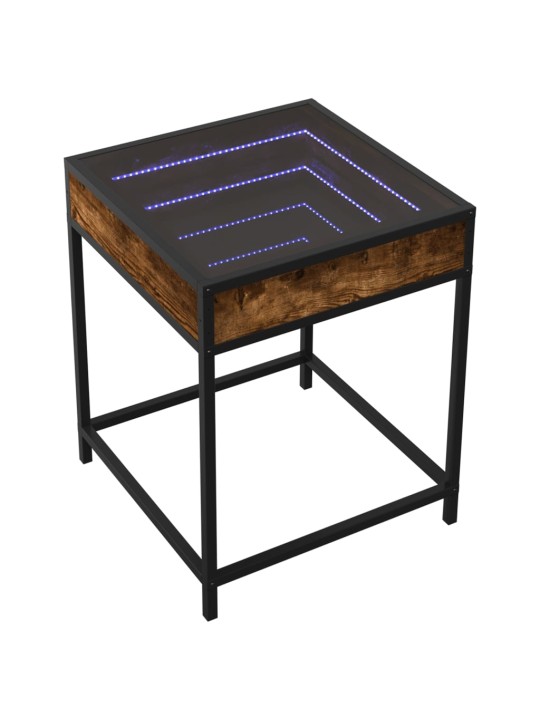 Kavos staliukas su Infinity LED lemputėmis, dūminis, 40x40x51cm