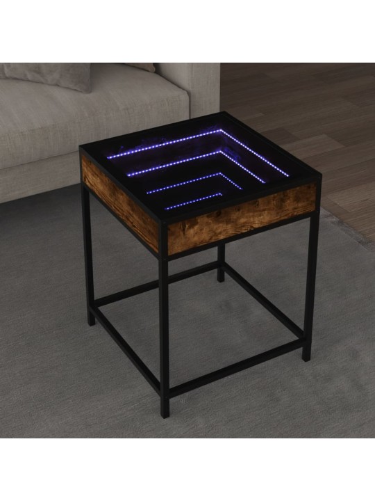 Kavos staliukas su Infinity LED lemputėmis, dūminis, 40x40x51cm