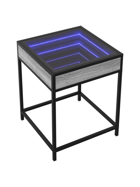 Kavos staliukas su Infinity LED lemputėmis, pilkas, 40x40x51cm