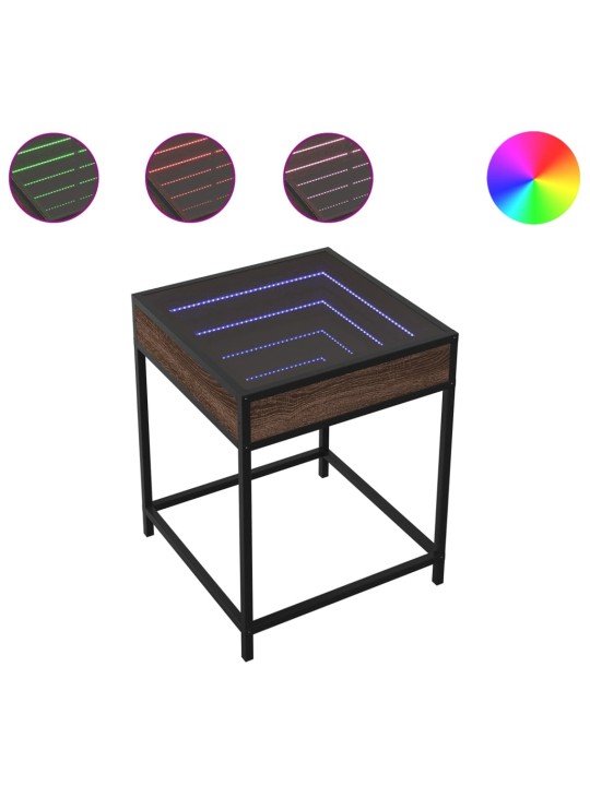 Kavos staliukas su Infinity LED lemputėmis, rudas, 40x40x51cm