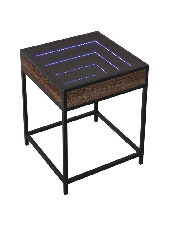 Kavos staliukas su Infinity LED lemputėmis, rudas, 40x40x51cm
