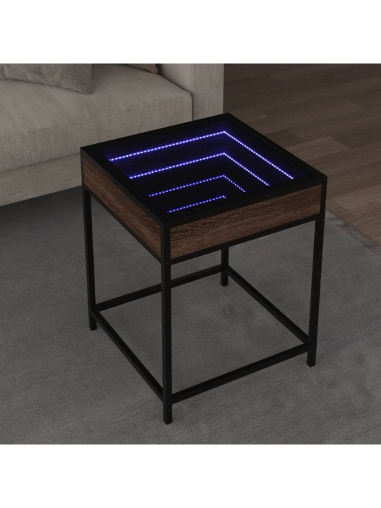 Kavos staliukas su Infinity LED lemputėmis, rudas, 40x40x51cm