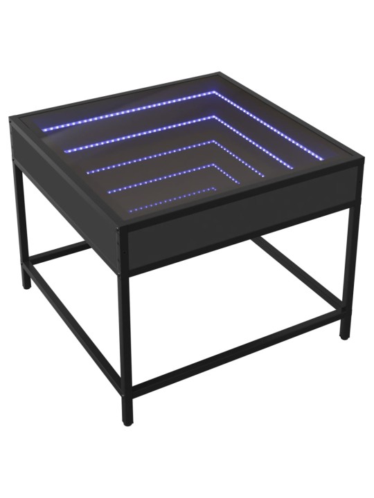 Kavos staliukas su Infinity LED lemputėmis, juodas, 50x50x41cm