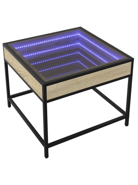 Kavos staliukas su Infinity LED lemputėmis, ąžuolo, 50x50x41cm