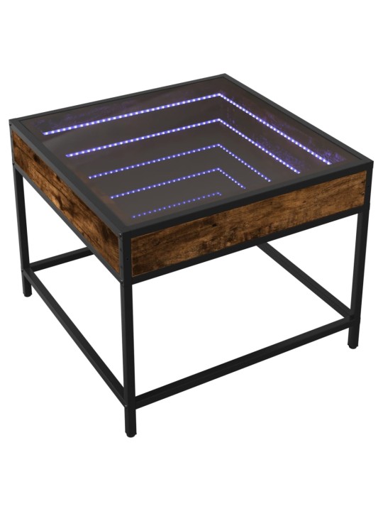 Kavos staliukas su Infinity LED lemputėmis, dūminis, 50x50x41cm