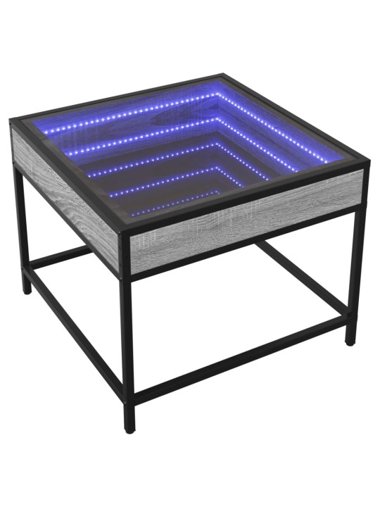 Kavos staliukas su Infinity LED lemputėmis, pilkas, 50x50x41cm