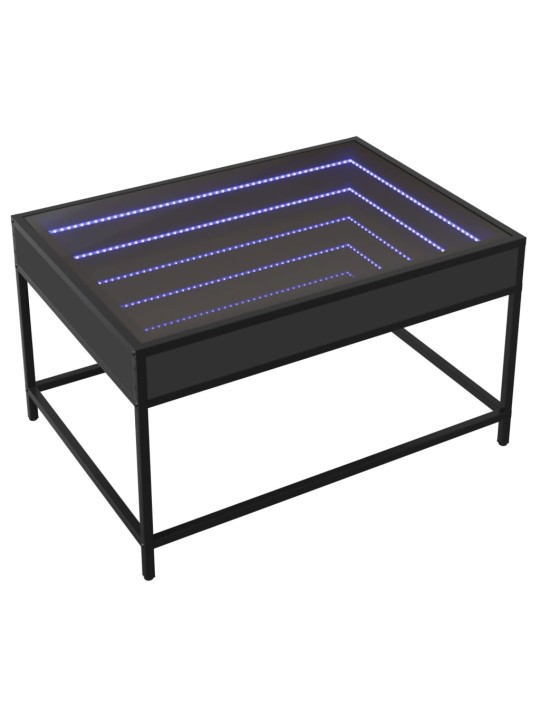 Kavos staliukas su Infinity LED lemputėmis, juodas, 70x50x41cm