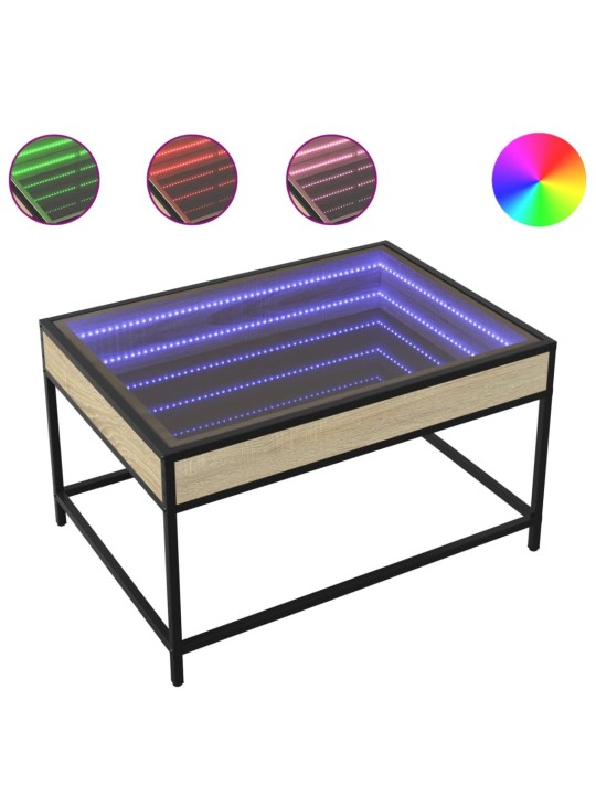 Kavos staliukas su Infinity LED lemputėmis, ąžuolo, 70x50x41cm