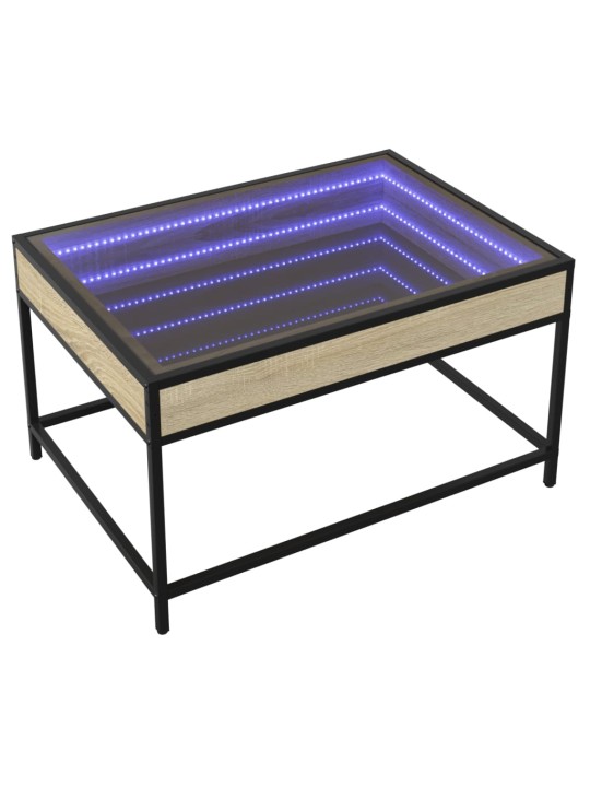 Kavos staliukas su Infinity LED lemputėmis, ąžuolo, 70x50x41cm