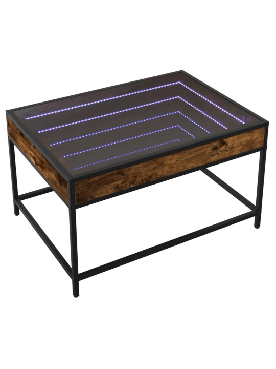 Kavos staliukas su Infinity LED lemputėmis, dūminis, 70x50x41cm