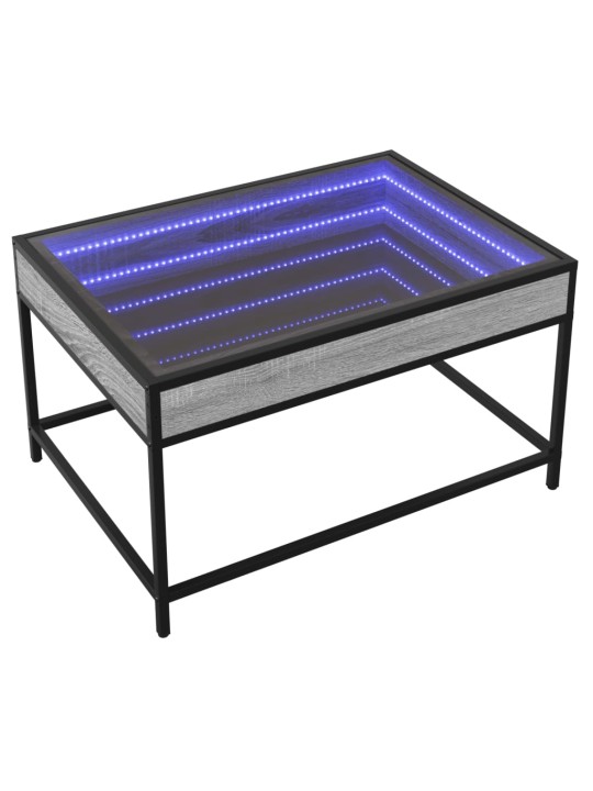 Kavos staliukas su Infinity LED lemputėmis, pilkas, 70x50x41cm