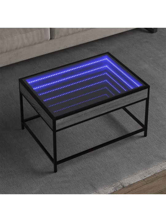Kavos staliukas su Infinity LED lemputėmis, pilkas, 70x50x41cm