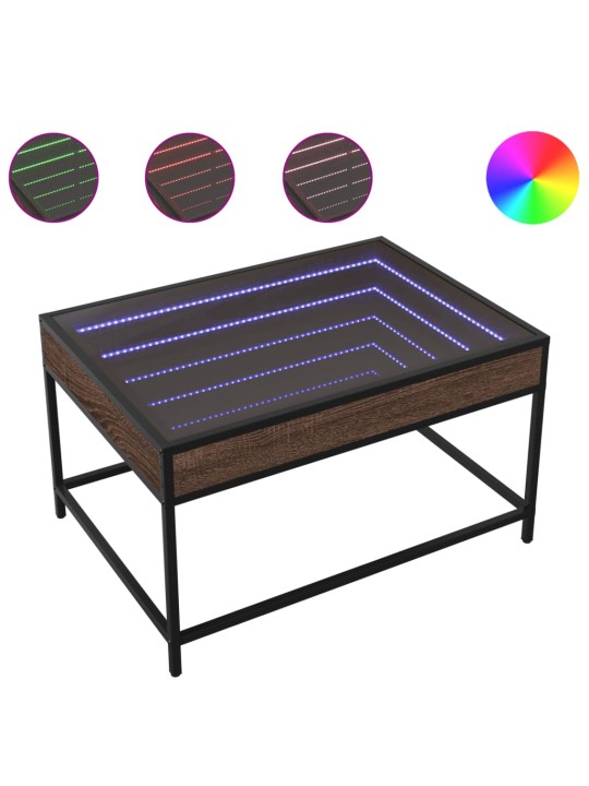 Kavos staliukas su Infinity LED lemputėmis, rudas, 70x50x41cm