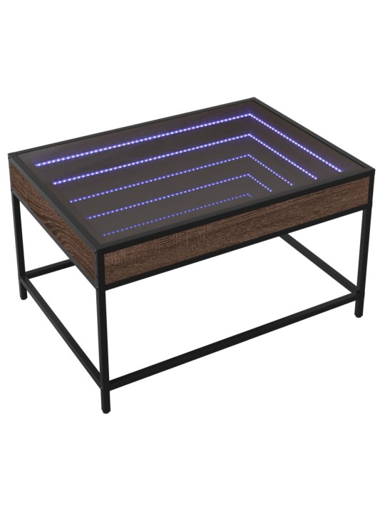 Kavos staliukas su Infinity LED lemputėmis, rudas, 70x50x41cm