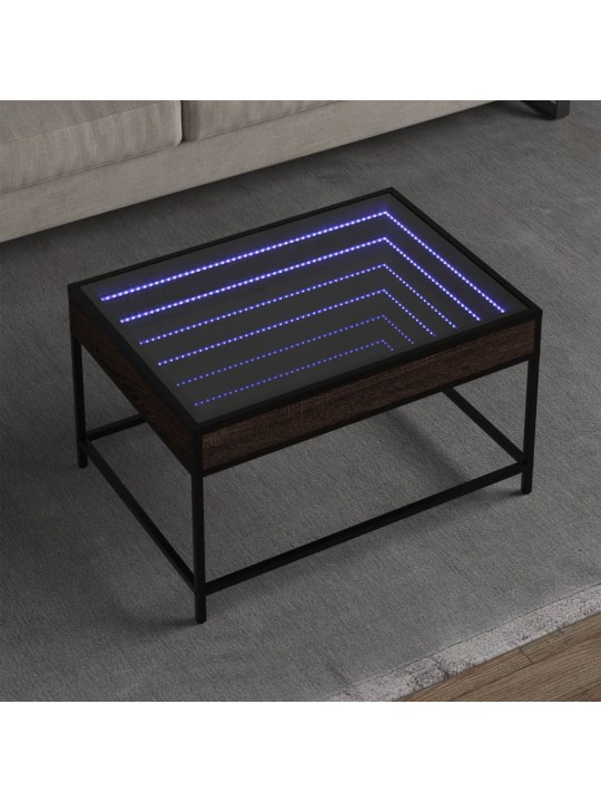 Kavos staliukas su Infinity LED lemputėmis, rudas, 70x50x41cm