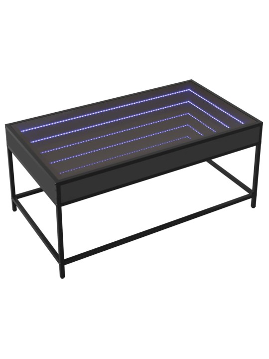Kavos staliukas su Infinity LED lemputėmis, juodas, 90x50x41cm