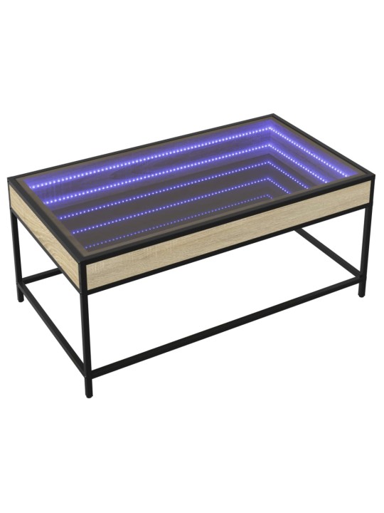 Kavos staliukas su Infinity LED lemputėmis, ąžuolo, 90x50x41cm