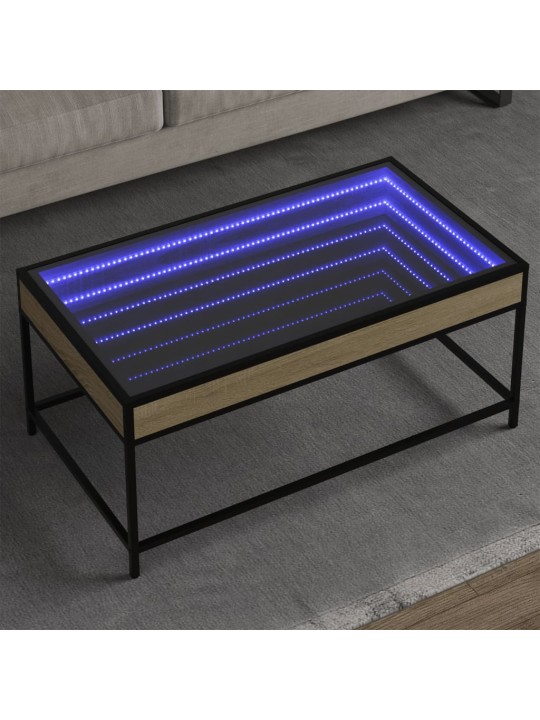 Kavos staliukas su Infinity LED lemputėmis, ąžuolo, 90x50x41cm