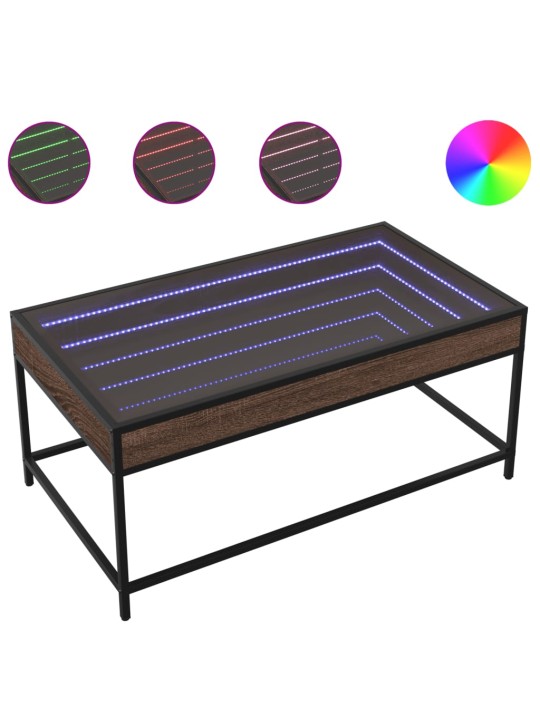 Kavos staliukas su Infinity LED lemputėmis, rudas, 90x50x41cm