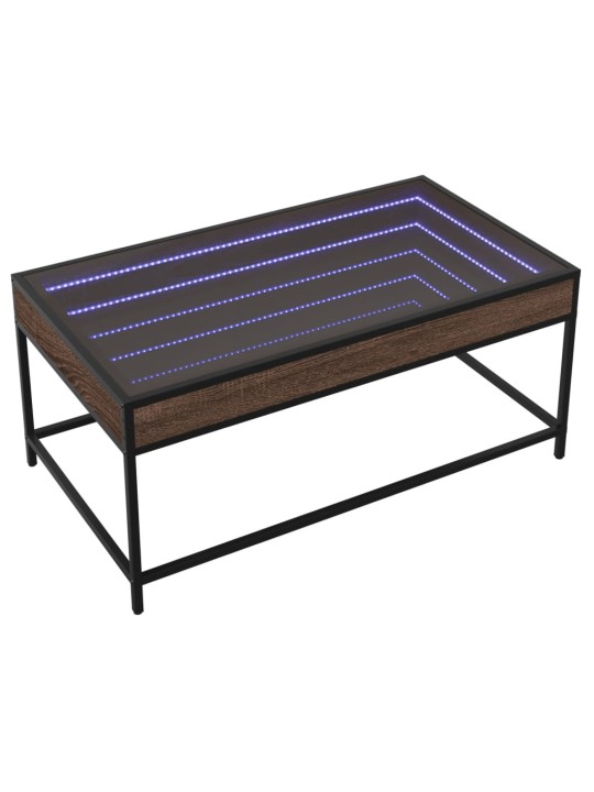 Kavos staliukas su Infinity LED lemputėmis, rudas, 90x50x41cm