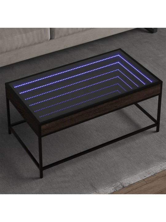 Kavos staliukas su Infinity LED lemputėmis, rudas, 90x50x41cm