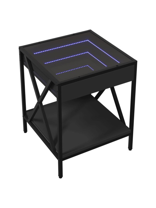 Kavos staliukas su Infinity LED lemputėmis, juodas, 40x40x49cm