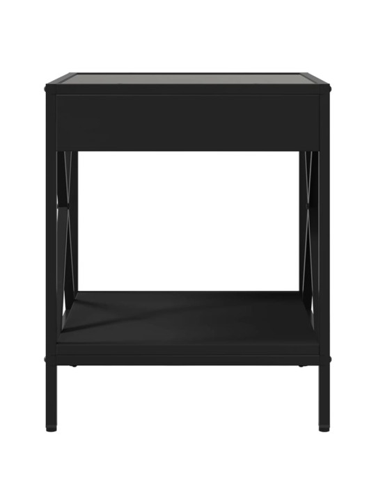 Kavos staliukas su Infinity LED lemputėmis, juodas, 40x40x49cm