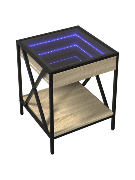 Kavos staliukas su Infinity LED lemputėmis, ąžuolo, 40x40x49cm