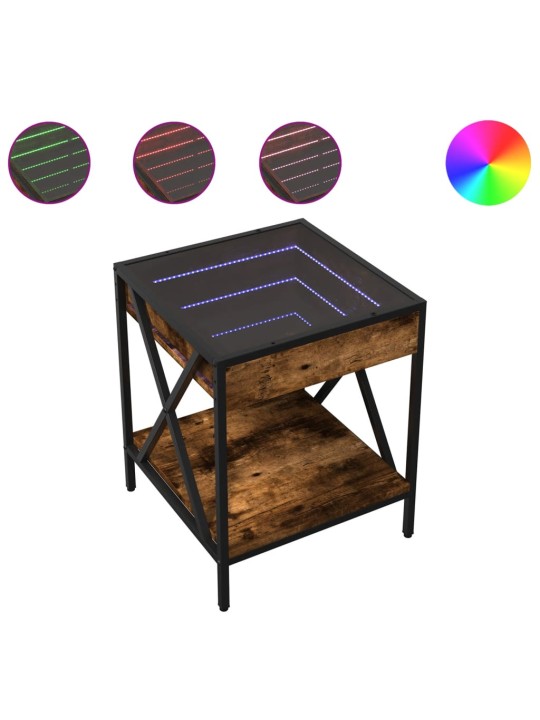 Kavos staliukas su Infinity LED lemputėmis, dūminis, 40x40x49cm