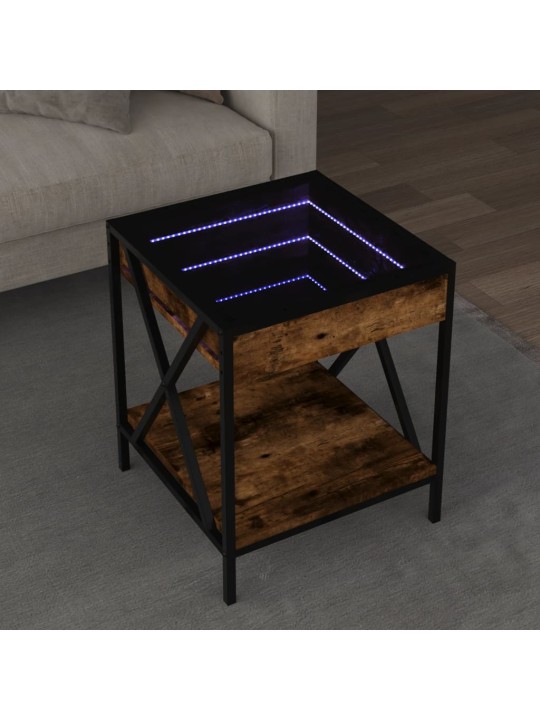 Kavos staliukas su Infinity LED lemputėmis, dūminis, 40x40x49cm