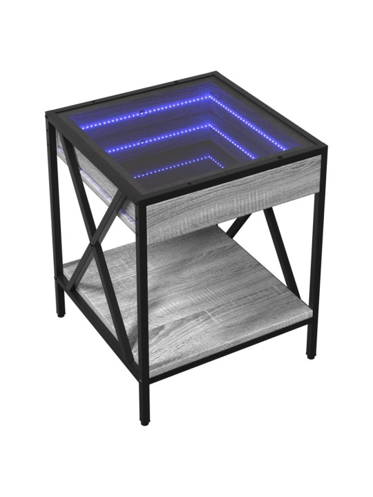 Kavos staliukas su Infinity LED lemputėmis, pilkas, 40x40x49cm