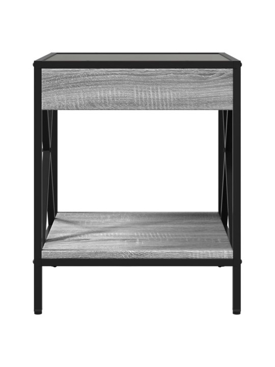 Kavos staliukas su Infinity LED lemputėmis, pilkas, 40x40x49cm