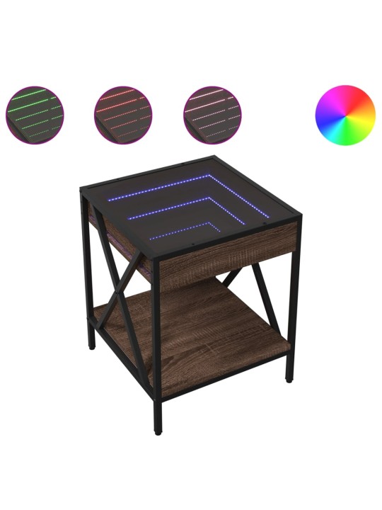 Kavos staliukas su Infinity LED lemputėmis, rudas, 40x40x49cm