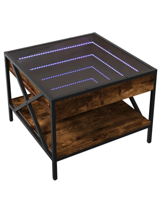 Kavos staliukas su Infinity LED lemputėmis, dūminis, 50x50x38cm