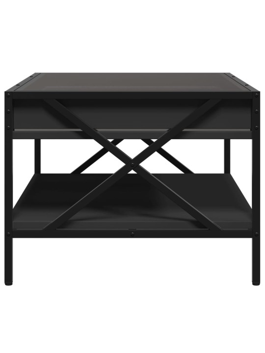 Kavos staliukas su Infinity LED lemputėmis, juodas, 70x50x38cm