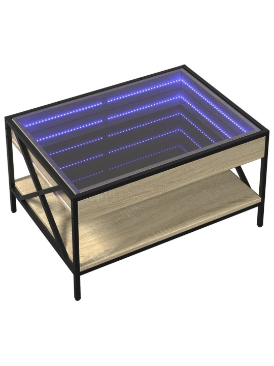 Kavos staliukas su Infinity LED lemputėmis, ąžuolo, 70x50x38cm