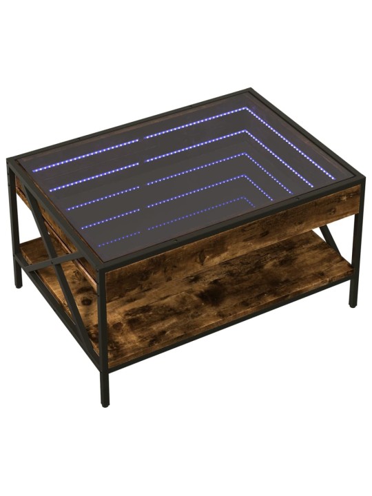 Kavos staliukas su Infinity LED lemputėmis, dūminis, 70x50x38cm
