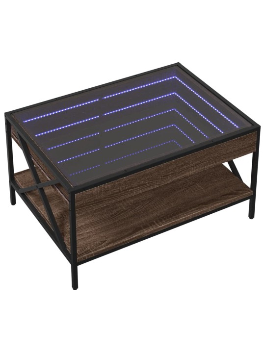 Kavos staliukas su Infinity LED lemputėmis, rudas, 70x50x38cm
