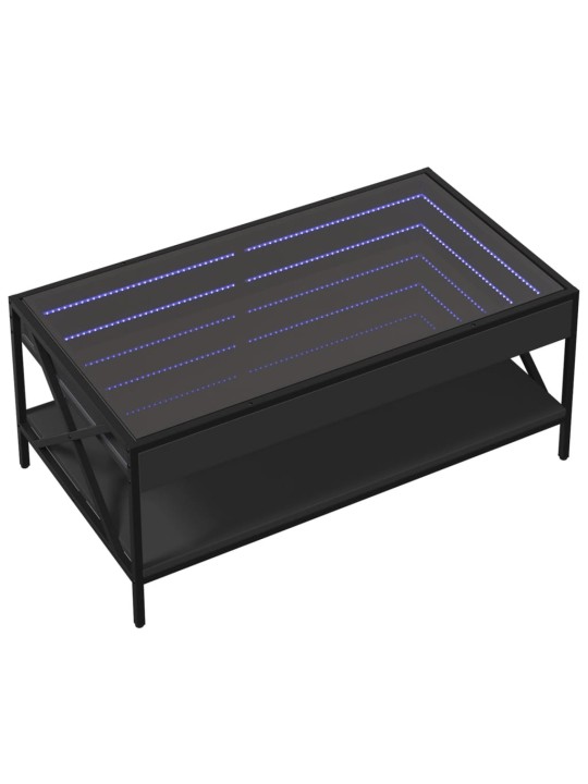 Kavos staliukas su Infinity LED lemputėmis, juodas, 90x50x38cm