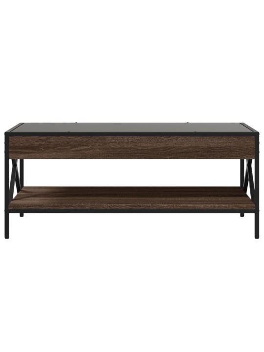 Kavos staliukas su Infinity LED lemputėmis, rudas, 90x50x38cm