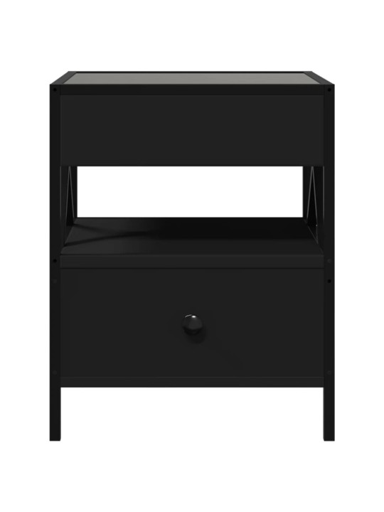 Kavos staliukas su Infinity LED lemputėmis, juodas, 40x40x51cm