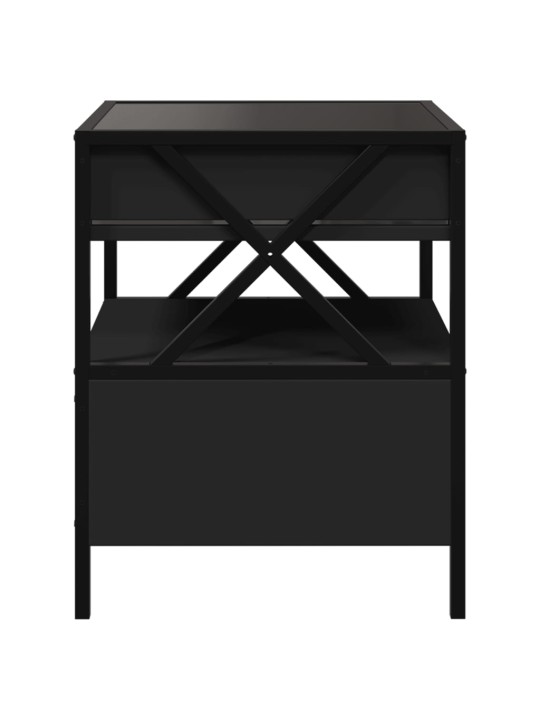 Kavos staliukas su Infinity LED lemputėmis, juodas, 40x40x51cm