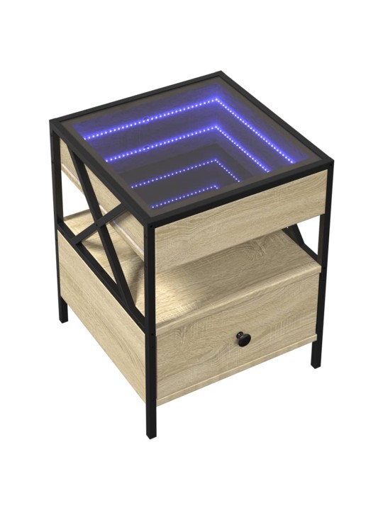 Kavos staliukas su Infinity LED lemputėmis, ąžuolo, 40x40x51cm