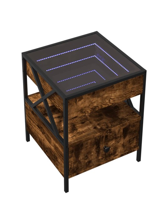 Kavos staliukas su Infinity LED lemputėmis, dūminis, 40x40x51cm